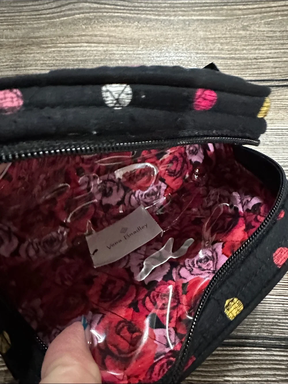 Vera Bradley Black Quilted Polka Dot Kids Pouch Trio